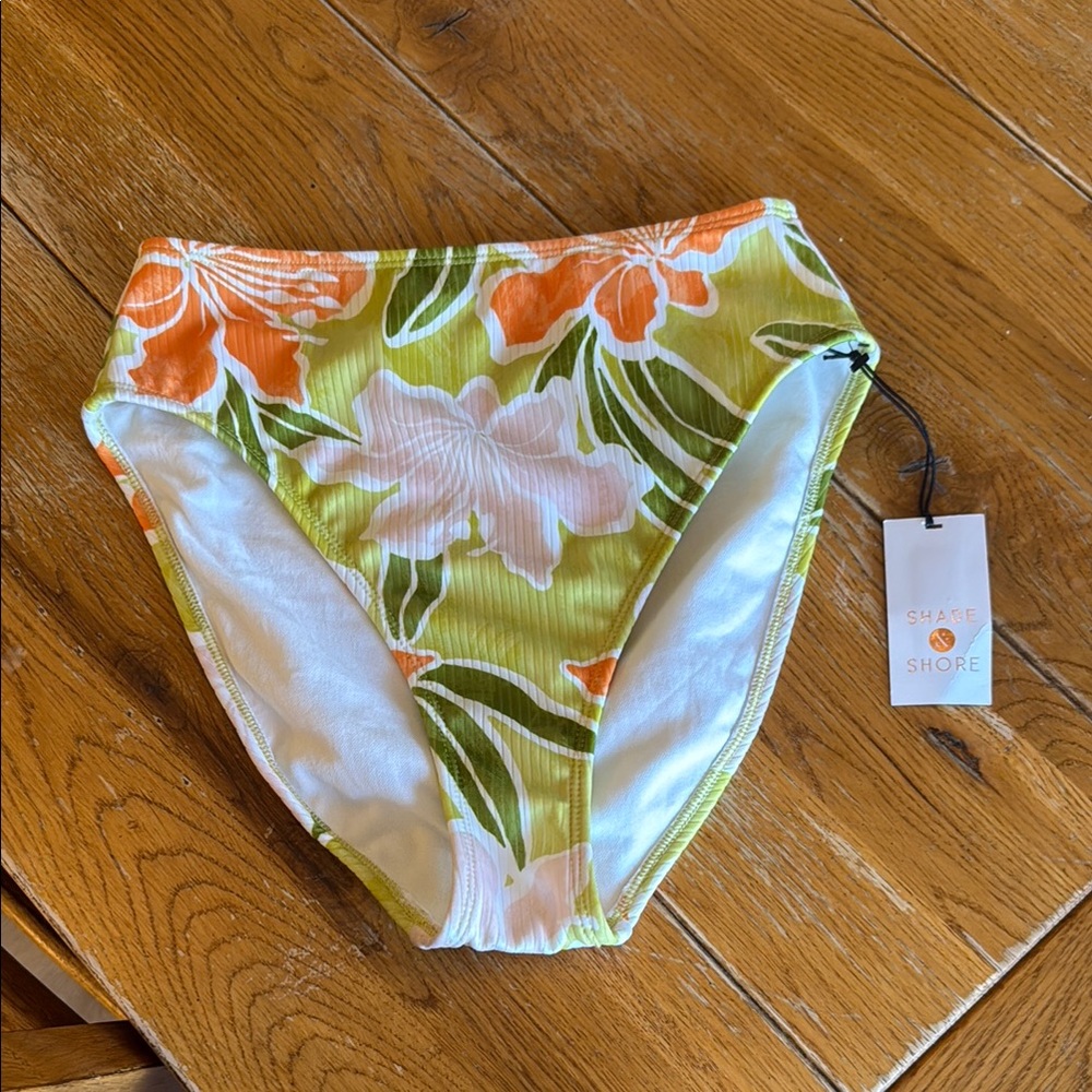 Shade & Shore Floral Bikini Bottom - Green and Orange